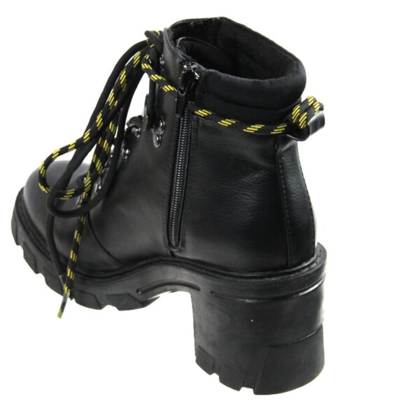 BCBGeneration Tenzi Black Leather Lace-Up Hiker Boot Size 37.5 (US 7.5) - Picture 6 of 10